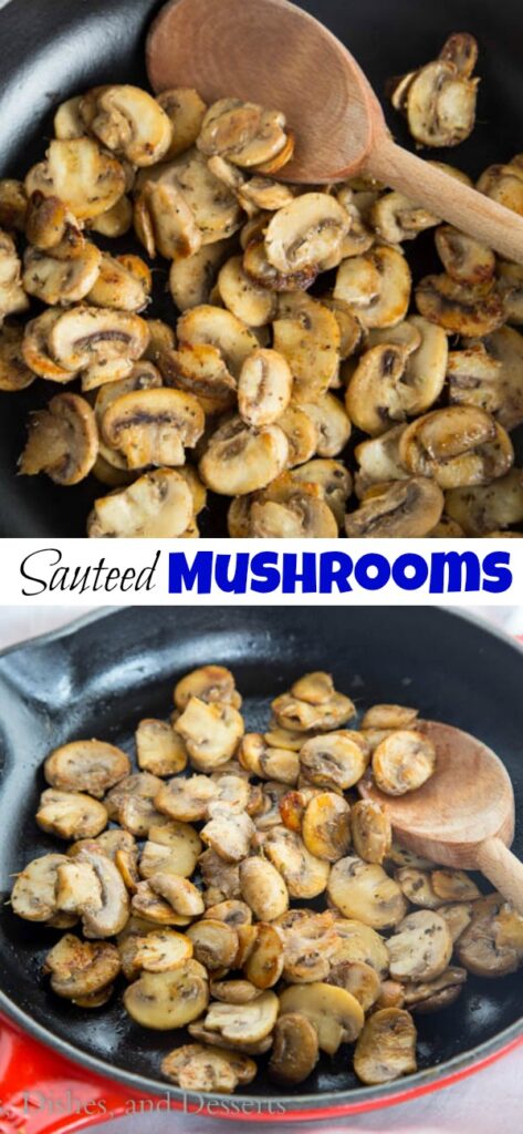 close up of sauteed mushrooms