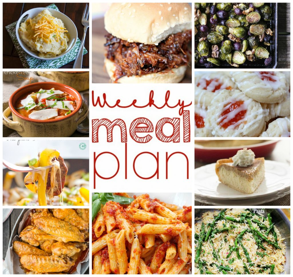  Weekly Meal Plan Week 17 - 10 great bloggers bringing you a full week of recipes including dinner, sides dishes, drinks and desserts!