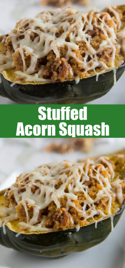 stuffed acorn squash topped with cheese for pinterest