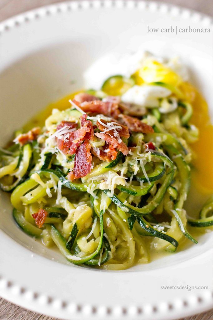 Low Carb Carbonara with Zoodles {Sweet C's Designs}