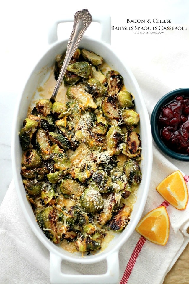 Bacon and Cheese Brussels Sprouts Casserole {Diethood}