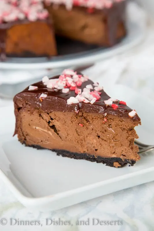 Peppermint Chocolate Cheesecake {Dinners, Dishes, and Desserts}