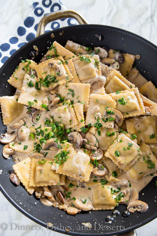 Skillet Beef Stroganoff - This beef stroganoff ravioli skillet is a quick and easy weeknight meal. All you need is one pan and 20 minutes!