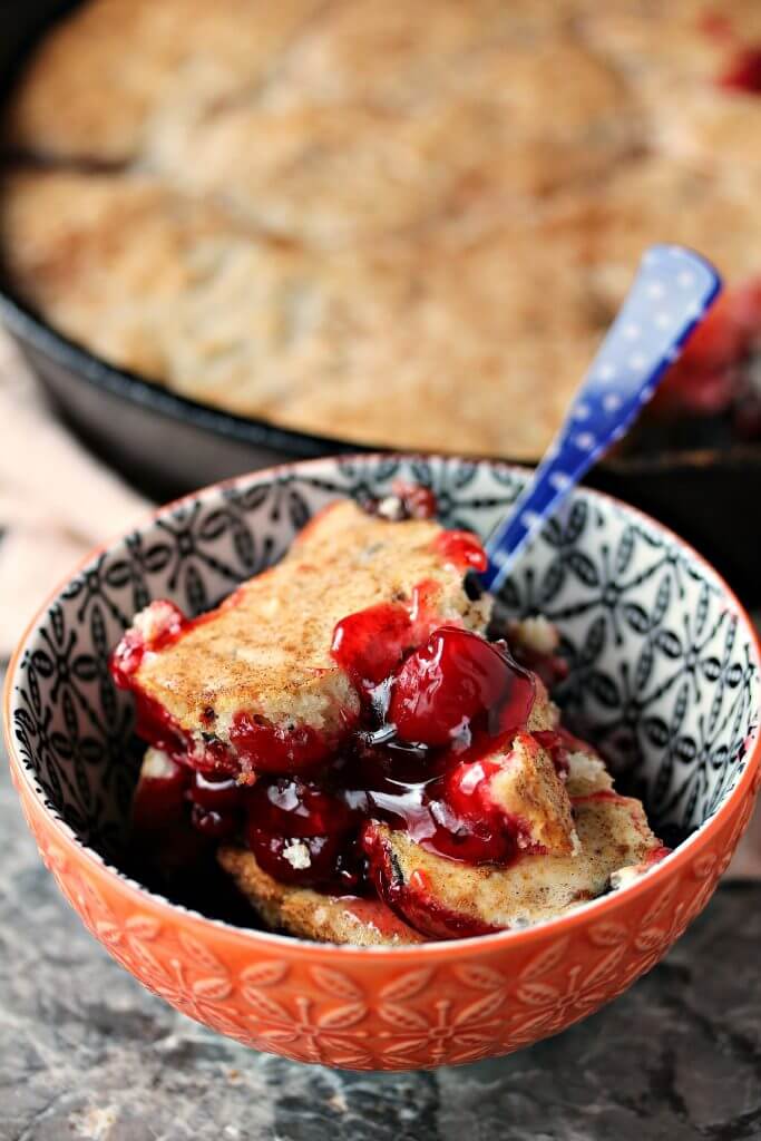 Cherry Cobbler with Chocoalte Chip Topping {Cravings of a Lunatic}