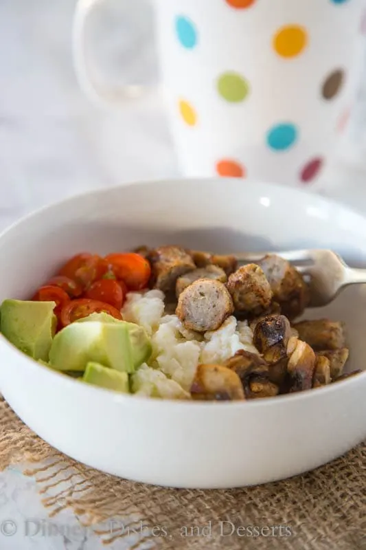 chicken sausage and egg white breakfast bowl