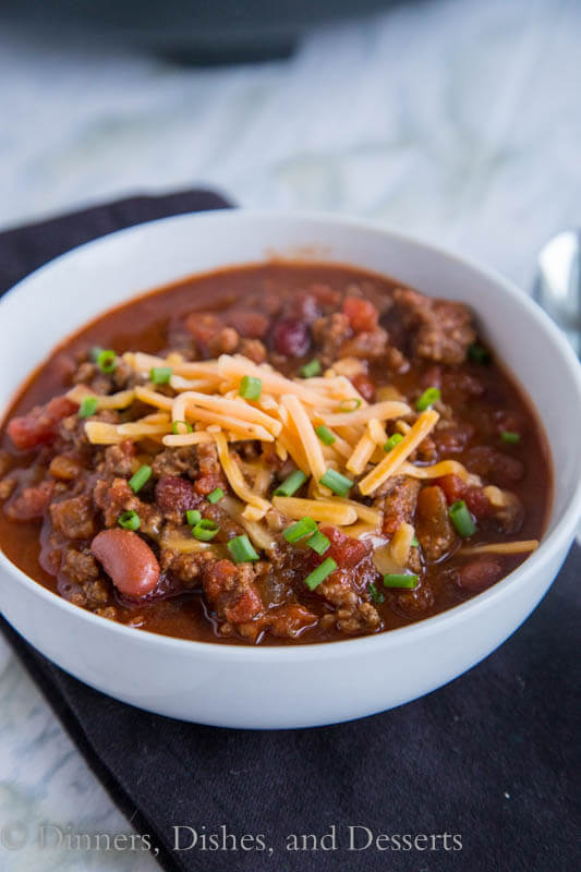 Crock Pot Chili - thick and hearty chili made in the crock pot. Easy, delicious, and super comforting for a cold day!