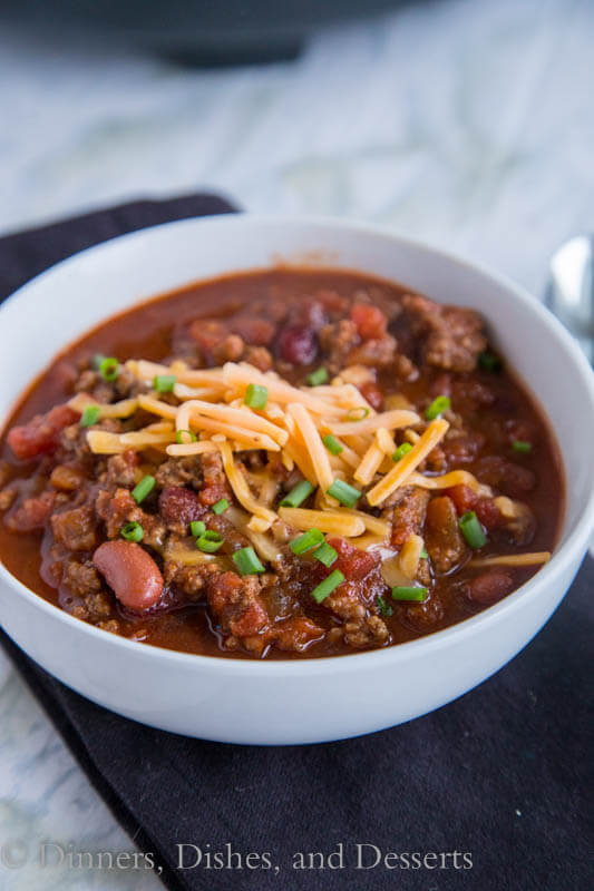 crock pot chili in a bowl