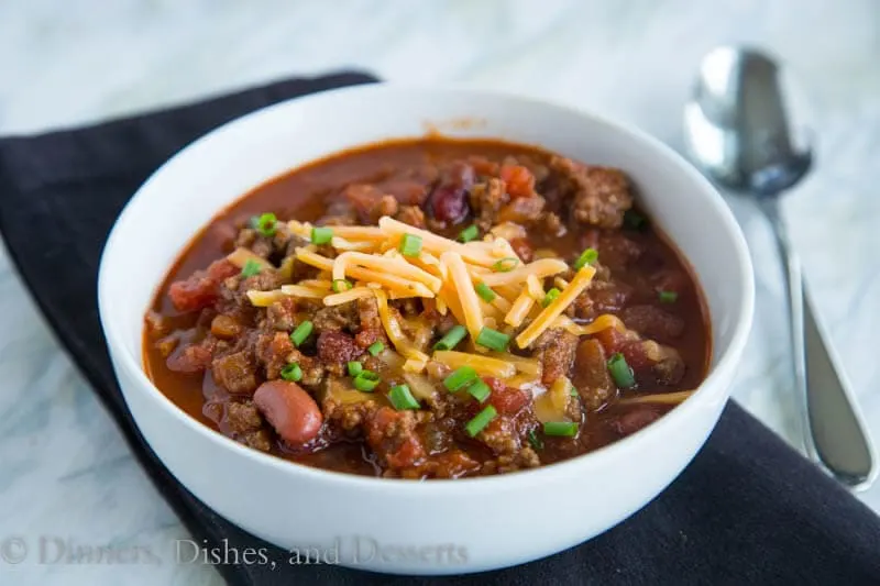 crock pot chili in a bowl