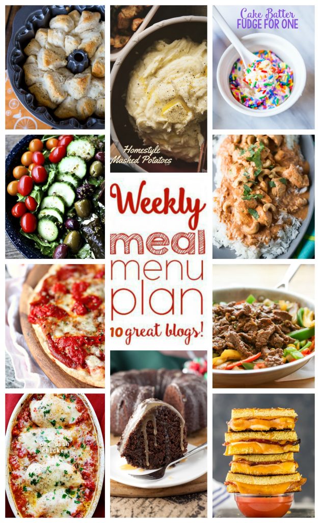 Weekly Meal Plan Week 26 - 10 great bloggers bringing you a full week of recipes including dinner, sides dishes, and desserts!