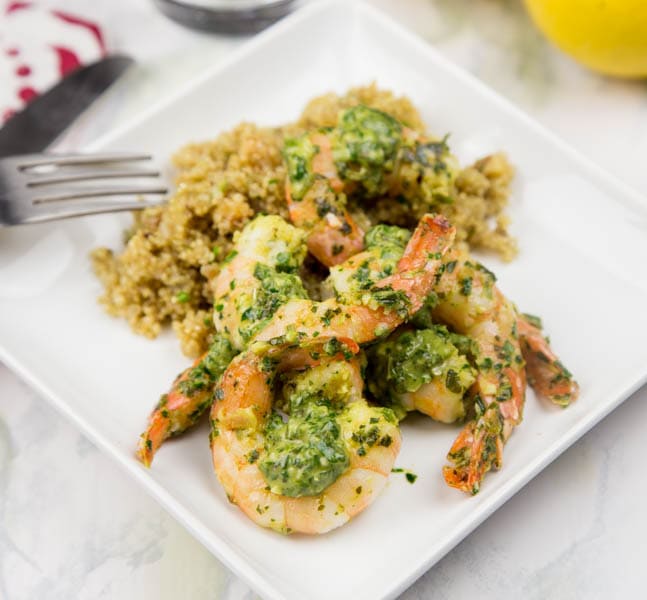 Herb Pan Seared Shrimp - quick and easy sauteed shrimp in a herb and citrus marinade. Ready in minutes, and the whole family will love it!