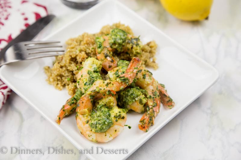 pan seared herb and shrimp on a plate