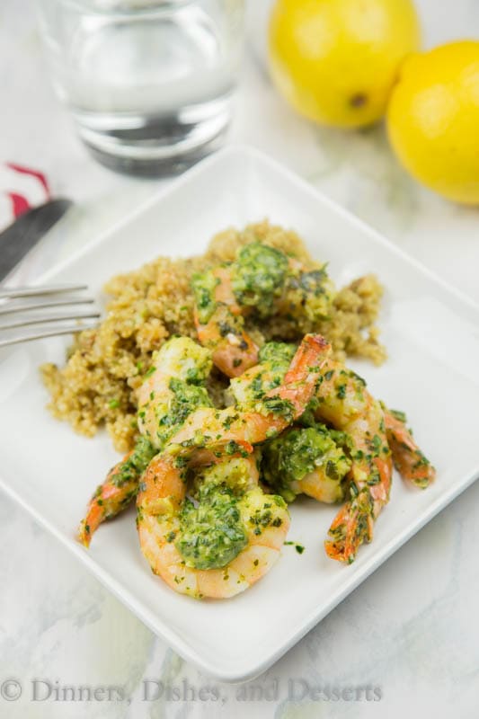 pan seared herb and shrimp on a plate