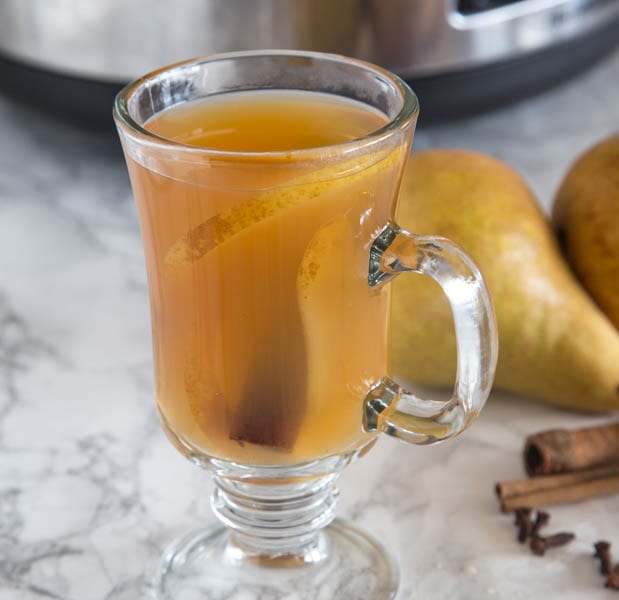 spiced pear cider in a mug