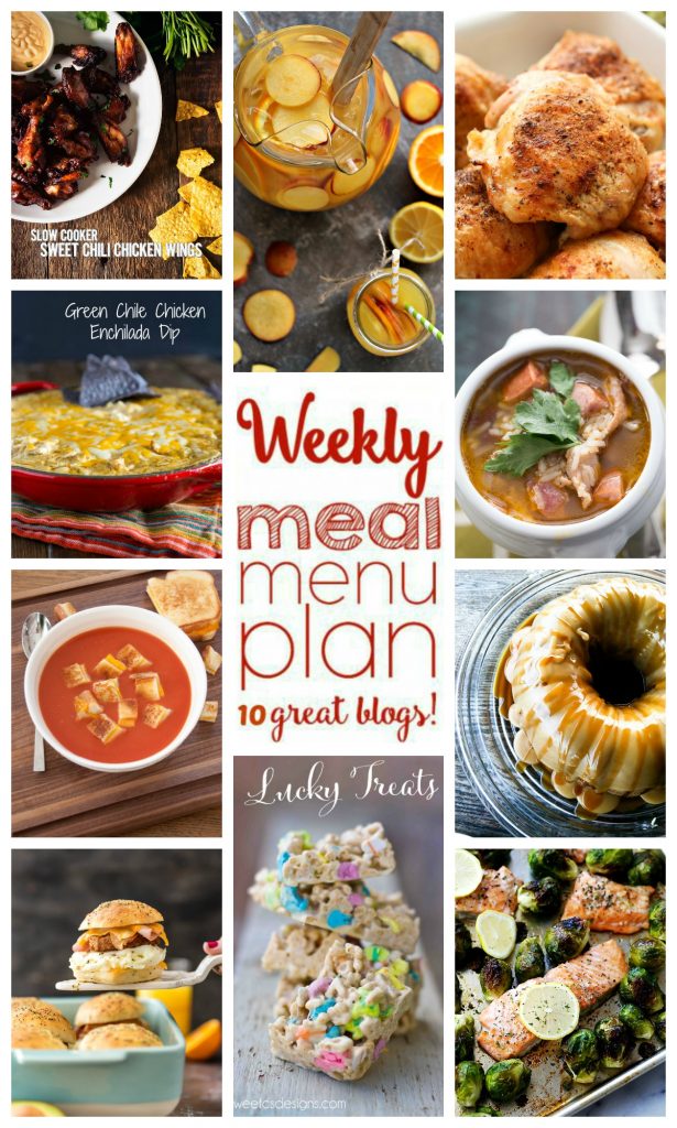 Weekly Meal Plan Week 29 - 10 great bloggers bringing you a full week of recipes including dinner, sides dishes, and desserts!