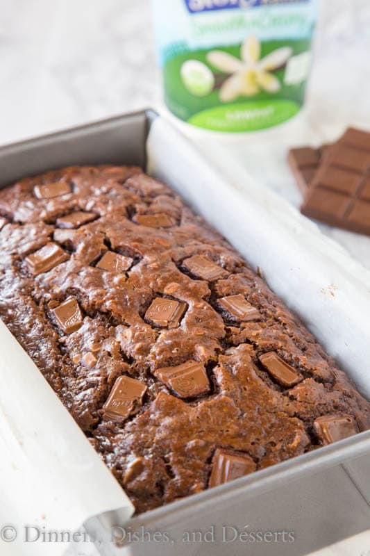 chocolate oatmeal banana bread in a loaf pan