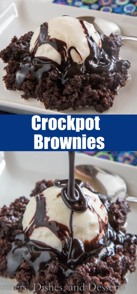 close up crockpot brownies for pinterest