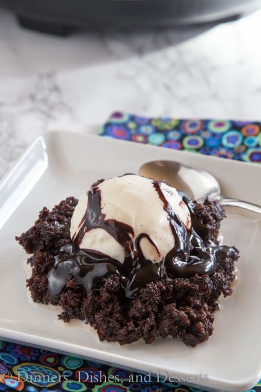 Hot Fudge Crock Pot Brownies - Rich and fudgy brownies made in the crock pot. So easy and sure to fix any chocolate craving!