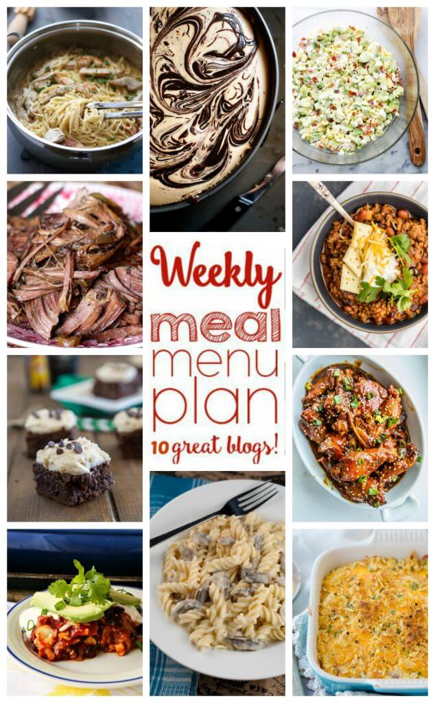 Weekly Meal Plan Week 34 - 10 great bloggers bringing you a full week of recipes including dinner, sides dishes, and desserts!