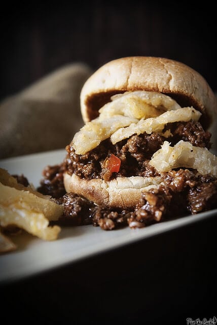 Sloppy Joes with Fried Onions {Girl Carnivore}