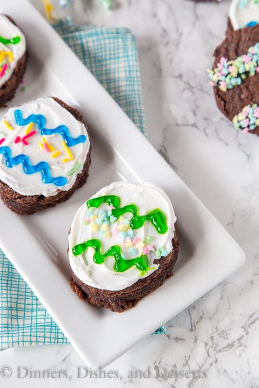 easter brownies on a plate