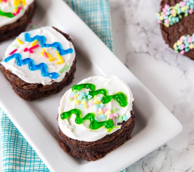easter brownies on a plate