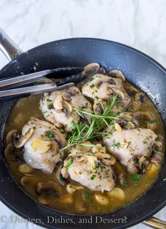 One Pan Garlic Chicken - chicken thighs and garlic come together for a super easy and delicious chicken dinner!