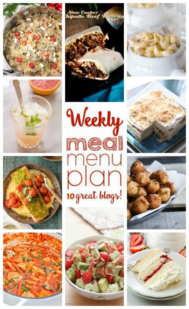 Weekly Meal Plan Week 36 - 10 great bloggers bringing you a full week of recipes including dinner, sides dishes, and desserts!