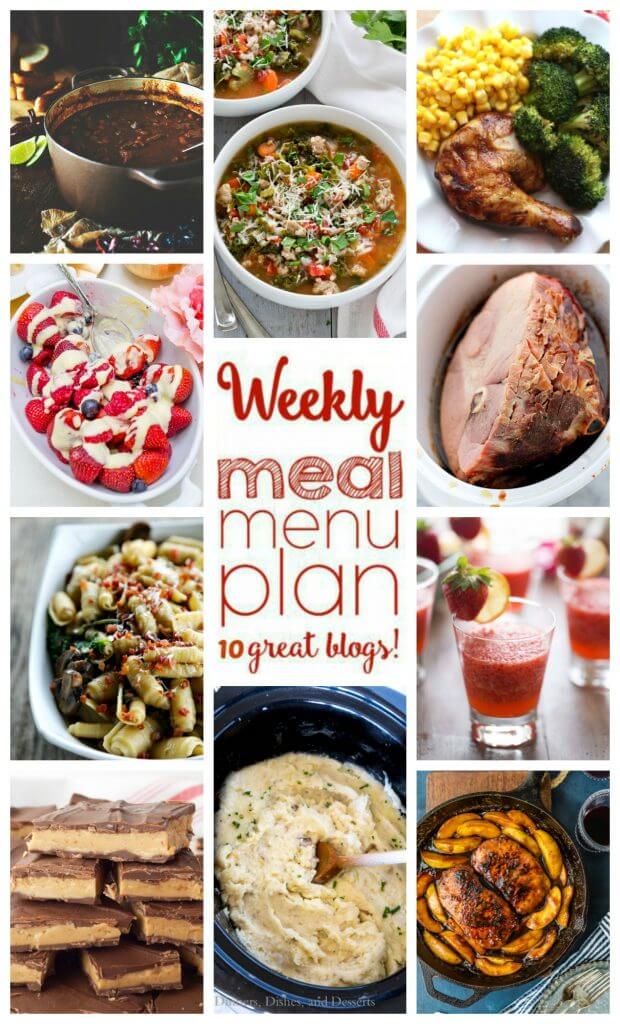 Weekly Meal Plan Week 35 - 10 great bloggers bringing you a full week of recipes including dinner, sides dishes, and desserts!