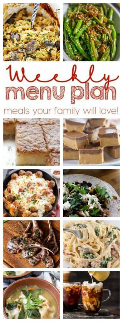 Weekly Meal Plan Week 37 - 10 great bloggers bringing you a full week of recipes including dinner, sides dishes, and desserts!