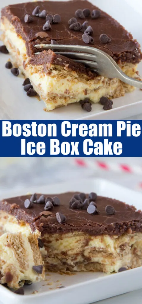close up sliced boston cream pie icebox cake for pinterest