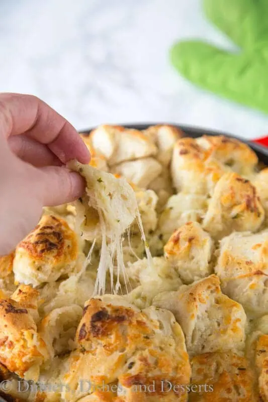 italian cheese pull apart bread in a pan