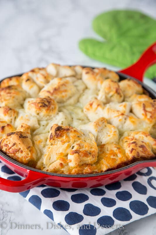 italian cheese pull apart bread in a pan