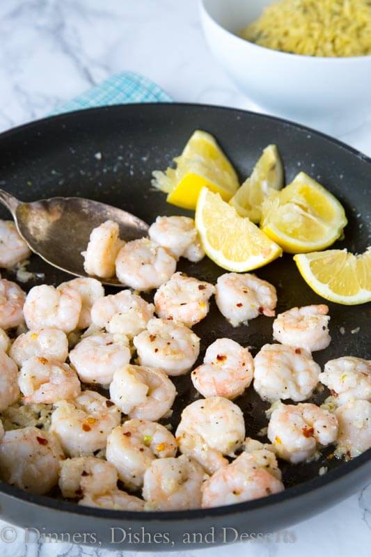 lemon pepper shrimp in a pan