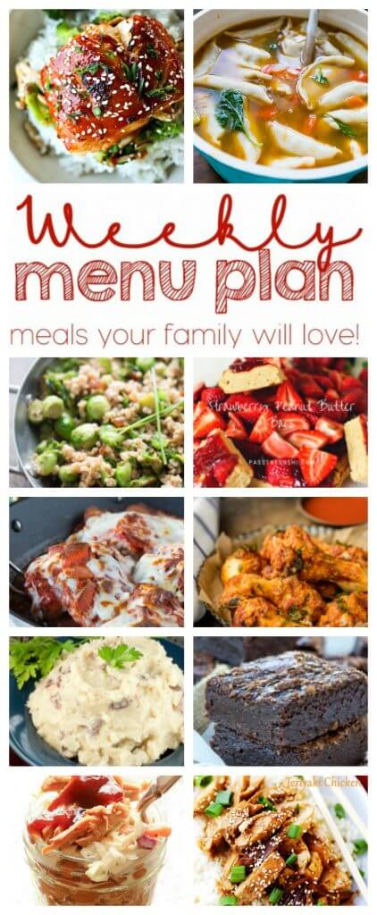 Weekly Meal Plan Week 40 - 10 great bloggers bringing you a full week of recipes including dinner, sides dishes, and desserts!