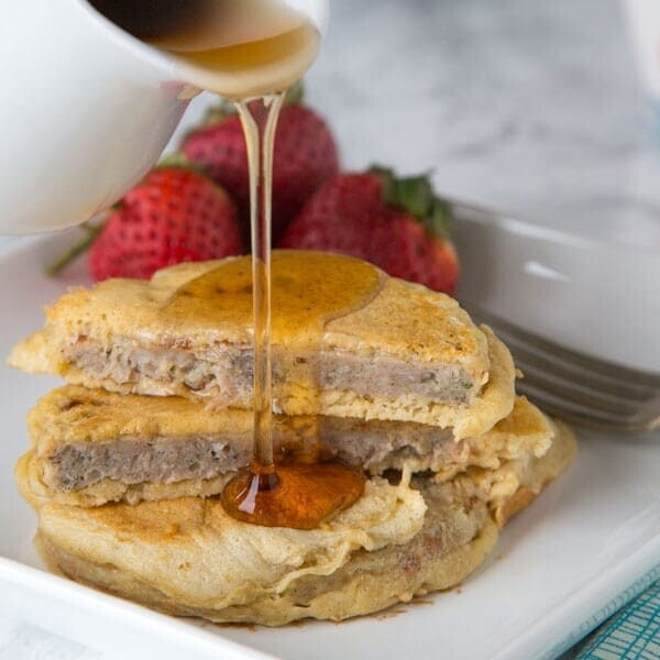 sausage pancakes on a plate