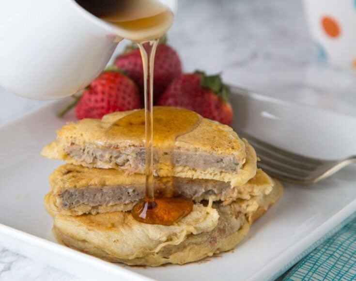 sausage pancakes on a plate