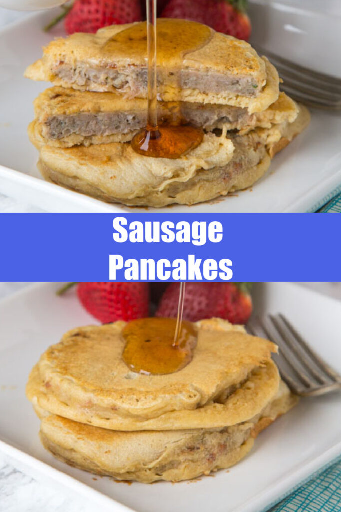 close up sausage pancakes
