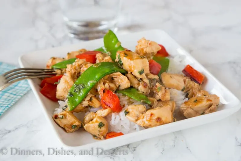 spicy basil chicken on a plate