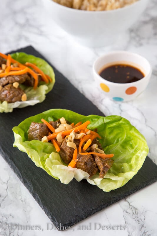 Thai Steak Bites - tender pieces of steak marinated in a ginger, garlic, and Thai seasoning. Great served in a lettuce cup or on its own. An easy dinner recipe you can make any night of the week.