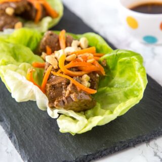 Thai Steak Bites - tender pieces of steak marinated in a ginger, garlic, and Thai seasoning. Great served in a lettuce cup or on its own. An easy dinner recipe you can make any night of the week.
