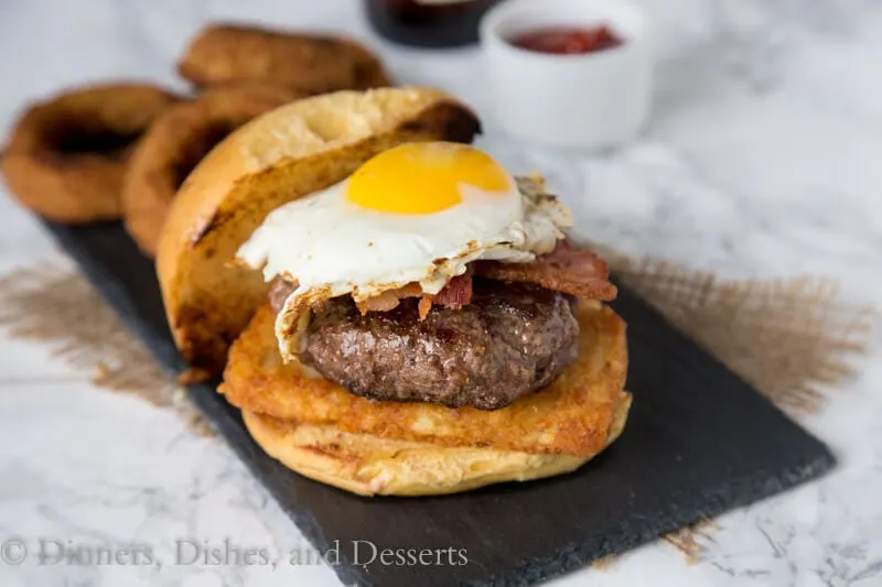 breakfast burger on a plate