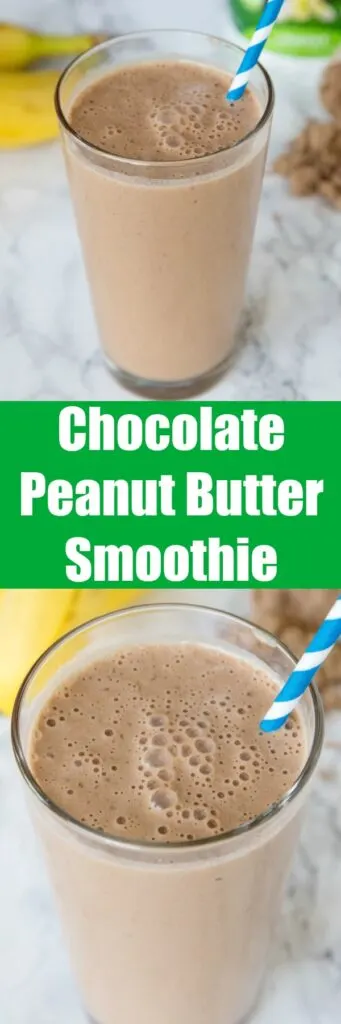 Chocolate Peanut Butter Smoothie is rich, creamy, and a healthy way to start the day! Who doesn't want to start their day with chocolate and not feel guilty about it?