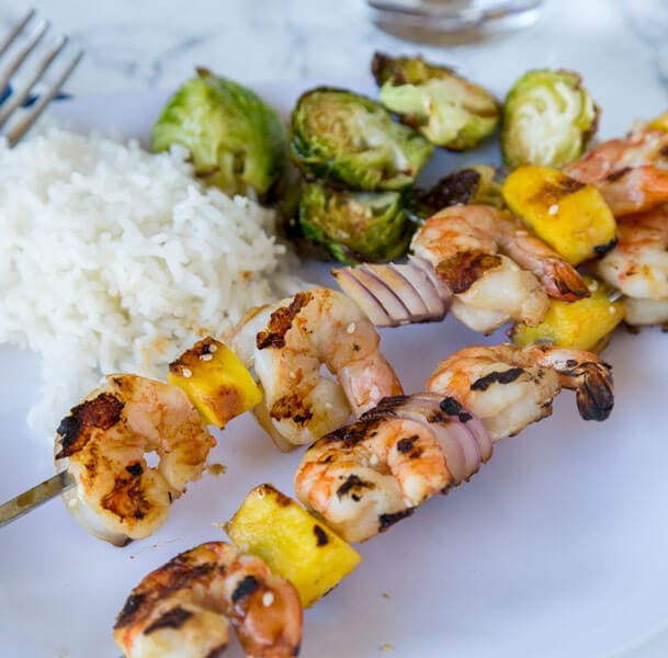 Shrimp and pineapple make a great combination on these Grilled Teriyaki Shrimp Kebobs. Such an easy recipe and great for summer grilling!
