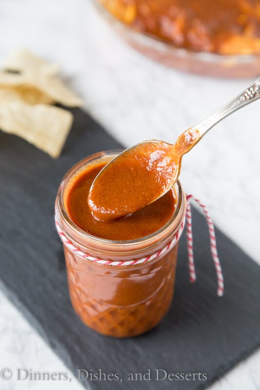 homemade enchilada sauce in a cup