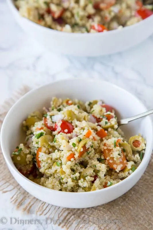 Mediterranean quinoa salad in a bowl