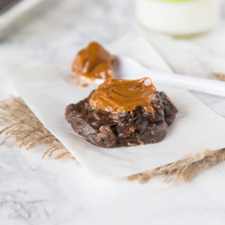 Dulce de Leche No Bake Cookies - Quick and easy chocolate and peanut butter no-bake cookies with a Dulce de Leche twist!