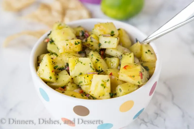 grilled pineapple salsa in a bowl