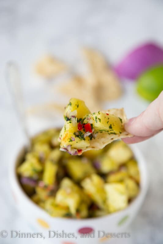 grilled pineapple salsa in a bowl