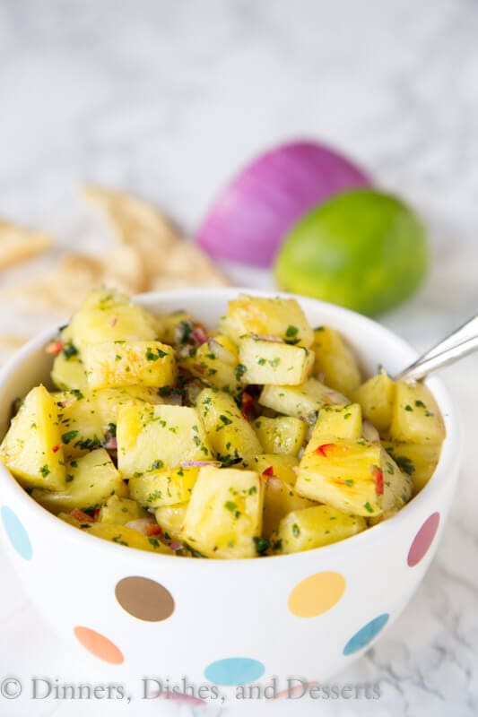 grilled pineapple salsa in a bowl
