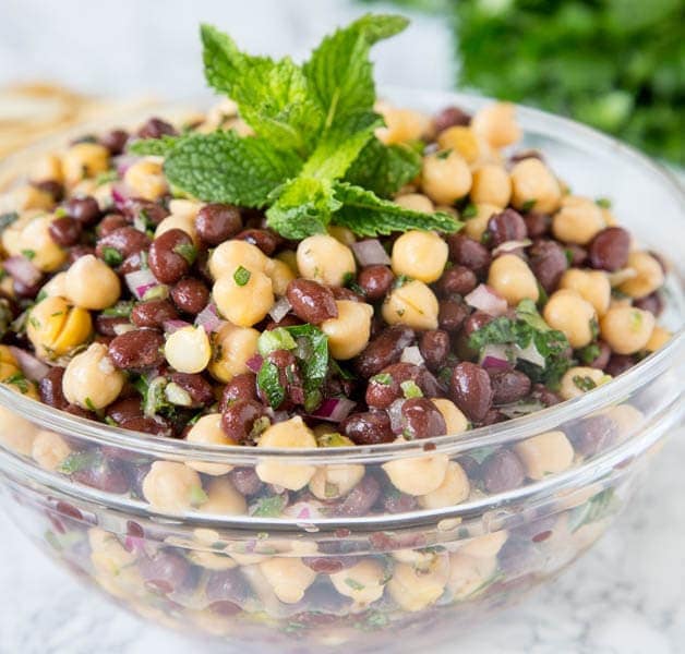 Balela Salad (Mediterranean Chickpea Salad) - a Mediterranean salad made with chickpeas, black beans, lots of fresh herbs and lemon juice. Super healthy and great as a dip or side dish.